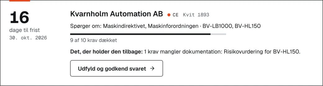 CE: en forespørgsel om EU-overensstemmelseserklæring og teknisk dokumentation.