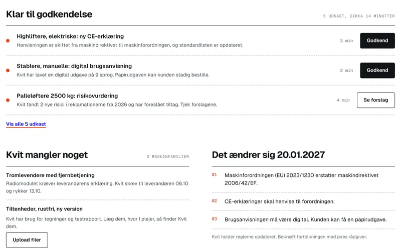 Udkast klar til godkendelse, hvad Kvit mangler, og hvad der ændrer sig 20.01.2027